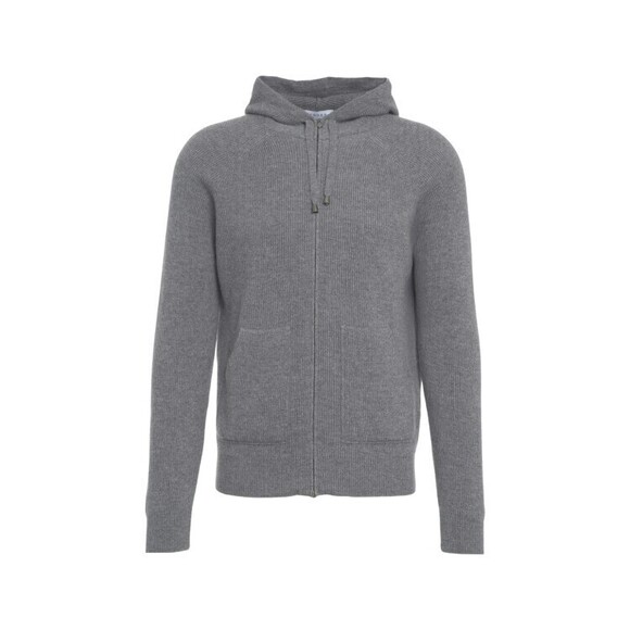 Gender Hooded Knit Jacket With Double-Slider Zipper And Ribbed Cuffs - NWT